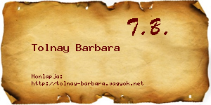 Tolnay Barbara névjegykártya